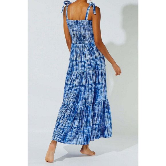 Solid & Striped Shibori Print Dress Indigo Size Medium Linen - Picture 2 of 7